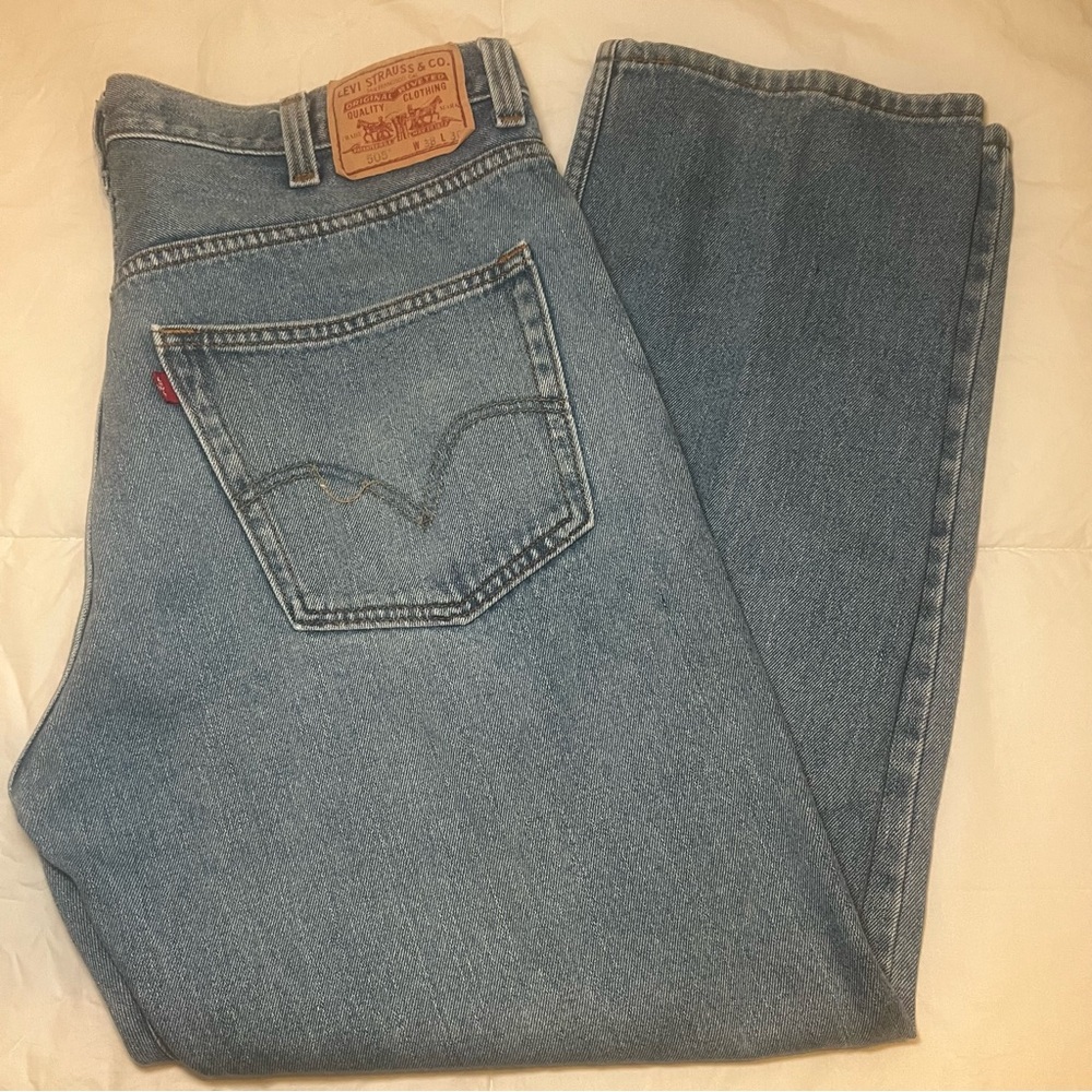 Vintage Levis 505 Jeans Mens 38x30 Light Wash Cotton Denim Regular Fit *READ*